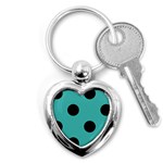 Polka Dots - Black on Verdigris Key Chain (Heart)