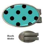 Polka Dots - Black on Verdigris Money Clip (Oval)