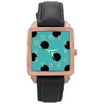 Polka Dots - Black on Verdigris Rose Gold Leather Watch