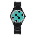 Polka Dots - Black on Verdigris Stainless Steel Round Watch