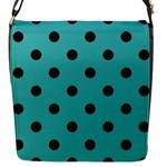 Polka Dots - Black on Verdigris Flap Closure Messenger Bag (S)