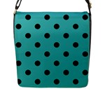 Polka Dots - Black on Verdigris Flap Closure Messenger Bag (L)