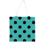 Polka Dots - Black on Verdigris Grocery Light Tote Bag