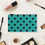 Polka Dots - Black on Verdigris Cosmetic Bag (S)