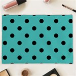 Polka Dots - Black on Verdigris Cosmetic Bag (XXL)