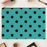Polka Dots - Black on Verdigris Cosmetic Bag (XXXL)
