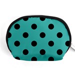 Polka Dots - Black on Verdigris Accessory Pouch (Medium)
