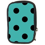Polka Dots - Black on Verdigris Compact Camera Leather Case