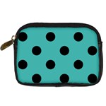 Polka Dots - Black on Verdigris Digital Camera Leather Case