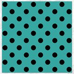 Polka Dots - Black on Verdigris Canvas 16  x 16 