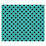 Polka Dots - Black on Verdigris Double Sided Flano Blanket (Small)