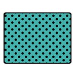 Polka Dots - Black on Verdigris Fleece Blanket (Small) (One Side)