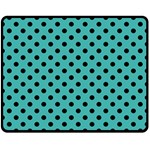 Polka Dots - Black on Verdigris Double Sided Fleece Blanket (Medium) (Two Sides)