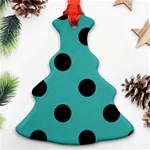 Polka Dots - Black on Verdigris Christmas Tree Ornament (Two Sides)