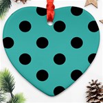 Polka Dots - Black on Verdigris Heart Ornament (Two Sides)
