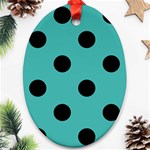 Polka Dots - Black on Verdigris Oval Ornament (Two Sides)