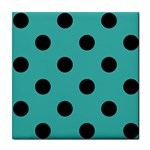 Polka Dots - Black on Verdigris Tile Coaster