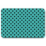 Polka Dots - Black on Verdigris Large Doormat