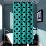 Polka Dots - Black on Verdigris Shower Curtain 36  x 72  (Stall)
