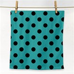 Polka Dots - Black on Verdigris Face Towel