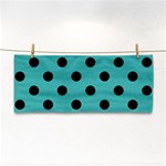 Polka Dots - Black on Verdigris Hand Towel