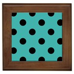 Polka Dots - Black on Verdigris Framed Tile