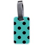 Polka Dots - Black on Verdigris Luggage Tag (Two Sides)