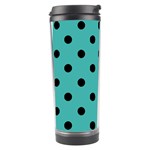 Polka Dots - Black on Verdigris Travel Tumbler