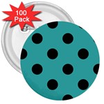 Polka Dots - Black on Verdigris 3  Button (100 pack)