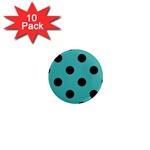 Polka Dots - Black on Verdigris 1  Mini Magnet (10 pack)
