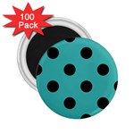 Polka Dots - Black on Verdigris 2.25  Magnet (100 pack)