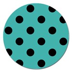 Polka Dots - Black on Verdigris Magnet 5  (Round)