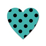 Polka Dots - Black on Verdigris Magnet (Heart)