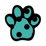 Polka Dots - Black on Verdigris Magnet (Paw Print)