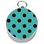Polka Dots - Black on Verdigris Silver Compass
