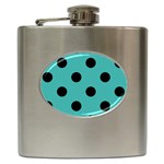 Polka Dots - Black on Verdigris Hip Flask (6 oz)