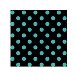 Polka Dots - Verdigris on Black Small Satin Scarf  (Square)