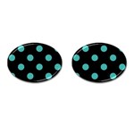 Polka Dots - Verdigris on Black Cufflinks (Oval)