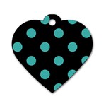 Polka Dots - Verdigris on Black Dog Tag Heart (One Side)
