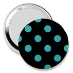 Polka Dots - Verdigris on Black 3  Handbag Mirror
