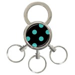 Polka Dots - Verdigris on Black 3-Ring Key Chain