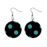 Polka Dots - Verdigris on Black 1  Button Earrings