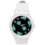 Polka Dots - Verdigris on Black Round Plastic Sport Watch (M)