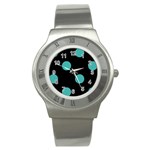 Polka Dots - Verdigris on Black Stainless Steel Watch