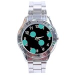 Polka Dots - Verdigris on Black Stainless Steel Analogue Watch