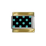 Polka Dots - Verdigris on Black Gold Trim Italian Charm (9mm)