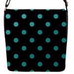 Polka Dots - Verdigris on Black Flap Closure Messenger Bag (S)