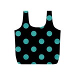 Polka Dots - Verdigris on Black Full Print Recycle Bag (S)
