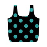 Polka Dots - Verdigris on Black Full Print Recycle Bag (M)