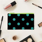Polka Dots - Verdigris on Black Canvas Cosmetic Bag (XS)